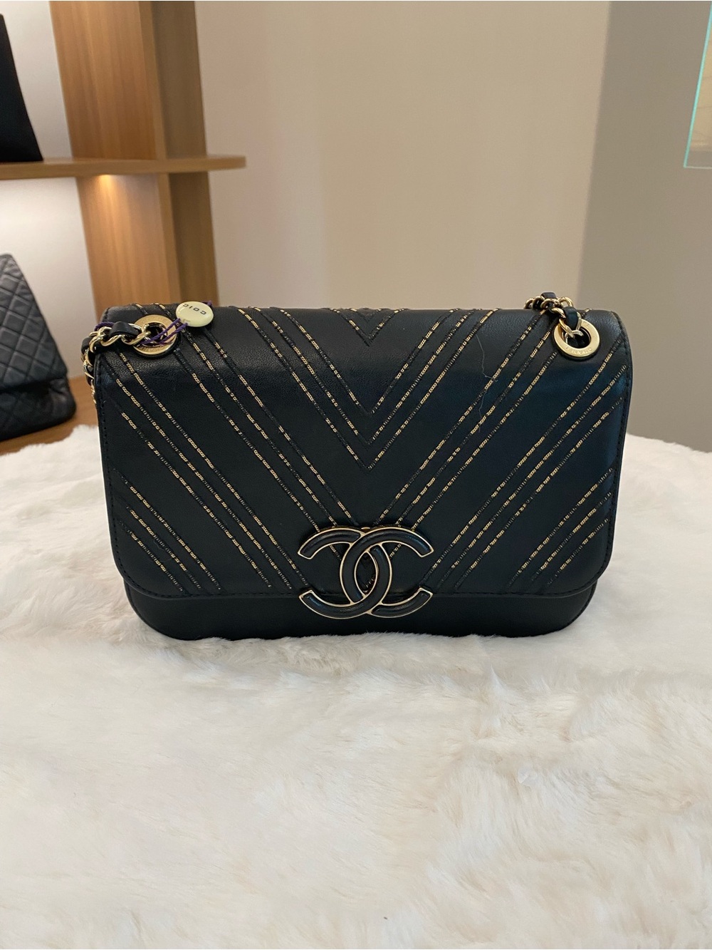 #28 Chanel Flap Bag Black with CC Logo
